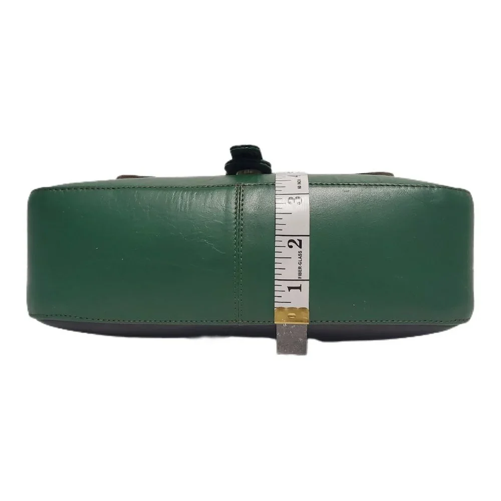 AuGre France Crossbody Bag Green & Black Leather Top Handle 2 Section Satchel - Picture 12 of 14